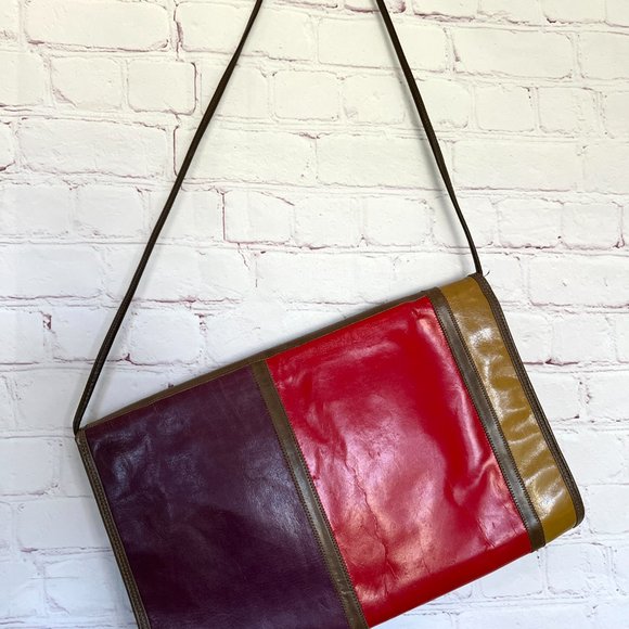 80's Leather Colorblock Shoulder Purse - Palizzio - Picture 4 of 6